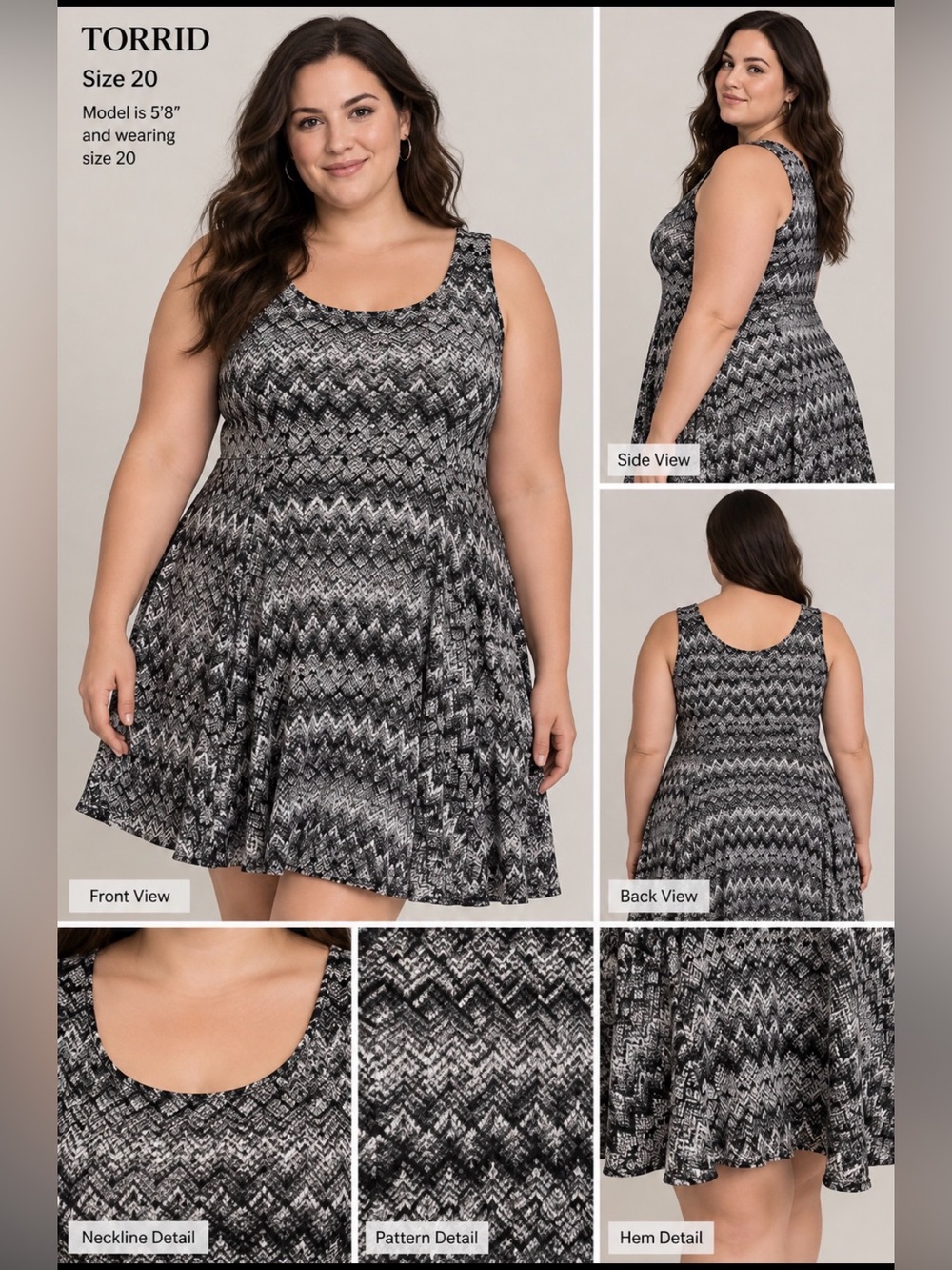 torrid Black & White Zigzag Midi Dress